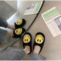 Miniatyrbillede 3 af 5: Smiley Face Bløde Plys Komfortable Varme Slip-on Hjemmesko Black 37-38