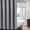 Miniatyrbillede 2 af 5: Vaffel bruseforhæng, med bruseforhængsringe stof badeforhæng sæt Grå 1.8*1.8m Gray