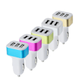 Miniatyrbillede 2 af 2: 3 USB firkantet telefon biloplader black rose red