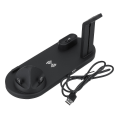Miniatyrbillede 2 af 5: 6 i 1 desktop Qi trådløs telefonoplader earbuds oplader ur oplader telefonholder black