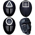 Miniatyrbillede 2 af 4: Tv Squid Game Sort Maske Cosplay Runde Seks Firkant Cirkel Trekant Hjelm Masker