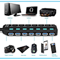 Miniatyrbild 3 av 4: Usb Hub med Ström 3.0 Usb Data Hub med Individuella Led Strömbrytare Usb Splitter Stödjer Supersnabb Dataöverföring EU Plug