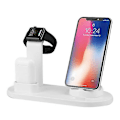Miniatyrbillede 3 af 4: 6 i 1 desktop Qi trådløs telefonoplader earbuds oplader ur oplader telefonholder white