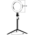 Pikkukuva 1 / 4: 20cm/8 tuuman Mini LED Video Rengasvalo Himmennettävä 3 Valotilaa USB-virtalähde