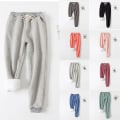 Miniatyrbilde 1 av 4: Komfortable Joggebukser Høst Vinter Dame Fleece Joggebukser Bukser Casual Tykk Fløyel Løs Kashmir Light Gray M