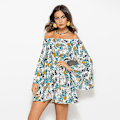 Miniatyrbillede 5 af 5: Løs Hawaii Kjole med Print Dame Boho Blomstret Strandkjole