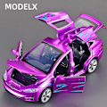 Miniatyrbilde 2 av 5: 1: 32 Simulert Tesla Modelx Legeringsbilmodell 6 Dørs Åpning Med Akusto-optisk Returkraft Barneleke