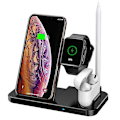 Miniatyrbillede 4 af 4: 4 i 1 Hurtigoplader Qi Trådløs Opladestation Til Apple Watch iPhone