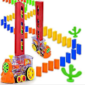 Miniatyrbillede 2 af 4: Puzzle Domino Bil Børn Tog Legetøjssæt Domino Byggeklodssæt transparent
