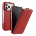 MELKCO Vertikalt flippdeksel i ekte kuskinn + PC til iPhone 17 Pro Max (MagSafe-kompatibelt) Red