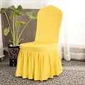 Miniatyrbild 1 av 4: Spandex Stolsöverdrag Avtagbart Stretchöverdrag Volangfåll Matsal Bröllop Bankett Stolsöverdrag Bright Yellow
