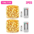 Miniatyrbillede 1 af 4: Lys Kæde Fe Lys Julelys Warm White 10M 100LED 2PCS