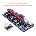 Pikkukuva 2 / 5: Kaksi sirua PCIe Riser, GPU Riser 16x - 1x näytönohjainadapteri 10 kondensaattorilla, RGB LED-valot, USB 3.0 PCIe Riser -kaapeli, aktiivinen PCI-Express Riser