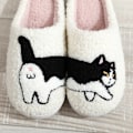 Miniatyrbild 3 av 6: Ko-Katt Djurmönster Broderade Vadderade Hem Plattform Mysiga Ull Bomulls Tofflor Söta Varma Halkfria Innetofflor Nainiumao 44-45 Nainiumao