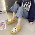 Miniatyrbillede 4 af 5: Smiley Face Bløde Plys Komfortable Varme Slip-on Hjemmesko Yellow 37-38