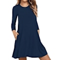 Miniatyrbillede 1 af 4: Langærmet Sweatshirt Rejsekjole Til Forår Løs Natkjole Med Lomme Flæsekant Forneden Blue M