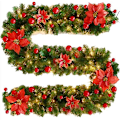 Miniatyrbillede 1 af 3: Juleguirlande med lys til julebryllupsfestdekoration Red with LED
