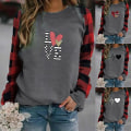 Miniatyrbillede 3 af 4: Plus Size Dame Pullover Langærmet T-shirt Mode Kvinde Kærlighedsbrev Trykt Rund Hals Casual 106 M