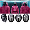 Miniatyrbillede 2 af 4: Tv Squid Game Sort Maske Cosplay Runde Seks Firkant Cirkel Trekant Hjelm Masker