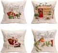 4-pack örngott God Jul Kuddskydd 45 x 45 cm Bomull Linne Kuddfodral för Jul Heminredning