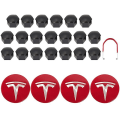 Miniatyrbild 1 av 5: Tesla Model 3 Y S X Hjulkapselkit Centerkapsel Nav Mutter Skydd Svart Röd Vit Grå Med 4 Centerkapslar 20 Mutter Skydd Red Silver Bright