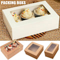 Miniatyrbillede 2 af 4: 10 stk. 2/4/6 Hullers Kraft Papir Cupcake Emballageæske Muffin Bryllupsfest Etui Holder Æske