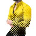 Miniatyrbillede 1 af 4: Herre Casual Tonal Langærmet Trykt Tynd Skjorte Mode Casual Farvekontrast Gradient T-shirt C L