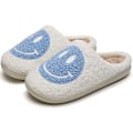 Miniatyrbild 2 av 5: Smiley tofflor, retro mjuka plysch lätta tofflor slip-on mysiga inomhus utomhus tofflor White 8-9
