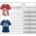 Miniatyrbilde 3 av 3: Dame Jul Snømann Kort Ermet T-skjorte Sykehusuniform Sykepleier Skrubb Topper Blue Snowflake 2XL