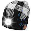 Pikkukuva 1 / 5: Bluetooth-pipomyssy valolla, unisex USB-ladattava LED-otsavalaisinmyssy kuulokkeilla, sisäänrakennettu kaiutin ja mikrofoni talvineulottu yövalo