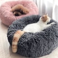 Miniatyrbillede 2 af 3: Farverig Plys Donut Formet Kæledyrs Seng Pink M