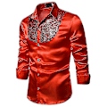 Pikkukuva 2 / 4: Miesten paljetit Glitter Slim Fit Napitettavat paidat Juhla Pitkähihainen paita Punainen 2XL Red