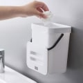 Miniatyrbild 3 av 5: Hängande köksavfallsbehållare med öppet lock för hushåll, vardagsrum, sovrum, vägghängd och portabel Black 5L