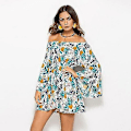 Miniatyrbillede 1 af 5: Løs Hawaii Kjole med Print Dame Boho Blomstret Strandkjole