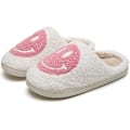 Miniatyrbild 1 av 5: Smiley tofflor, retro mjuka plysch lätta tofflor slip-on mysiga inomhus utomhus tofflor Pink 7-8