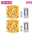 Miniatyrbillede 1 af 4: Lys Kæde Fe Lys Julelys Warm White 5M 50LED 2PCS