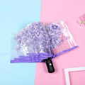 Miniatyrbillede 2 af 4: Blomsterprint Paraply Foldbar Paraply Rejseparaply Vindtæt Paraply Cover Foldbar Let Cherry Blossom Purple Automatic