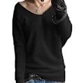 Miniatyrbillede 4 af 4: Dame Cashmere Trøjer V-hals Pullover Løs Strik Top Til Forår Efterår
