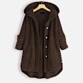 Miniatyrbillede 1 af 4: Dame Åben Front Hættetrøjer Langærmet Fleece Cardigans Moderigtigt Løst Varmt Overtøj Til Vinter Ny Coffee XL