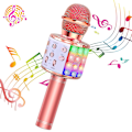 Miniatyrbilde 1 av 5: Trådløs Karaokemikrofon, Bærbar Bluetooth Karaokemikrofon med LED Discolys, Egnet for Barn/Voksen Sang, (Rose Gull)