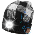 Pikkukuva 1 / 5: Bluetooth-pipomyssy valolla, unisex USB-ladattava LED-otsavalaisinmyssy kuulokkeilla, sisäänrakennettu kaiutin ja mikrofoni talvineulottu yövalo