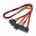 Pikkukuva 1 / 3: 15+7 Pin Sata Hdd Jatkojohto Data & Virta Uros Naaras - 19\" / 50cm