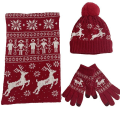 Miniatyrbillede 1 af 2: 3 stk. Hue Halstørklæde Handsker Vinter Jul Varmere Tørklæder Strikkede Beanies Elg Mønster Tørklæde Kvinder Mænd Tykke Bløde Tørklæde Sæt Unisex