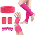 Pikkukuva 1 / 7: 80-luvun Neon Party -vaatteet ja asusteet, 1980-luvun retroteemainen juhlapukeutuminen naisille ja tytöille, lasit mukana - Rose Red With glasses - Rose Red One size