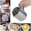 Miniatyrbillede 3 af 5: 304 Rustfrit Stål Mælkeskumningskande 350ml Mælk Kaffe Mål Black