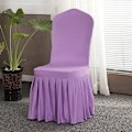 Miniatyrbild 2 av 4: Spandex Stolsöverdrag Avtagbart Stretchöverdrag Volangfåll Matsal Bröllop Bankett Stolsöverdrag Light Purple