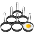 6-pack äggringar, runda ägglagningsringar i rostfritt stål, non-stick stekäggformar [MI] black