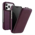 MELKCO Vertikalt flippdeksel i ekte kuskinn + PC til iPhone 17 Pro Max (MagSafe-kompatibelt) Purple