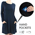 Miniatyrbillede 3 af 4: Langærmet Sweatshirt Rejsekjole Til Forår Løs Natkjole Med Lomme Flæsekant Forneden Blue XL