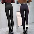 Miniatyrbild 4 av 4: Fleecefodrade Leggings för Kvinnor, Hel Längd, Hög Midja, Tummy Control, Solid Färg Black
